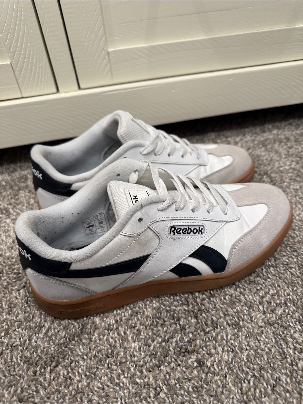 Reebok Men's White, Black & Gum-Trim Retro Sneakers